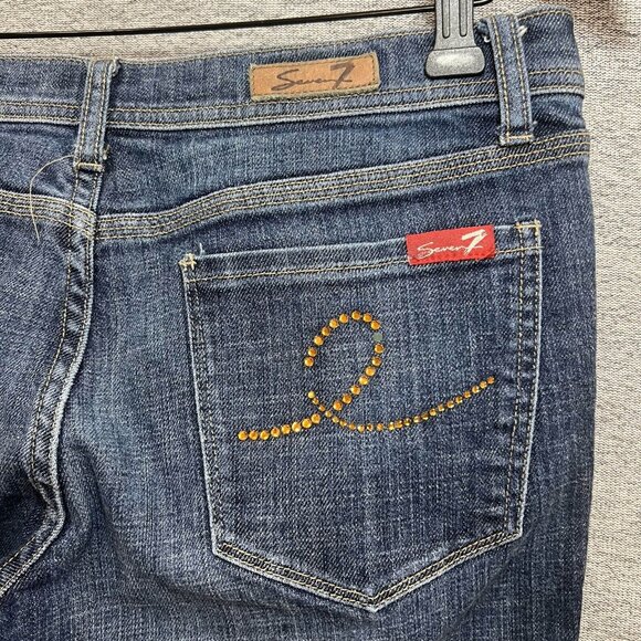Seven7 Jeans Women 32 Blue Cropped Medium Wash Mid Rise Denim Cotton Casual - Picture 12 of 16
